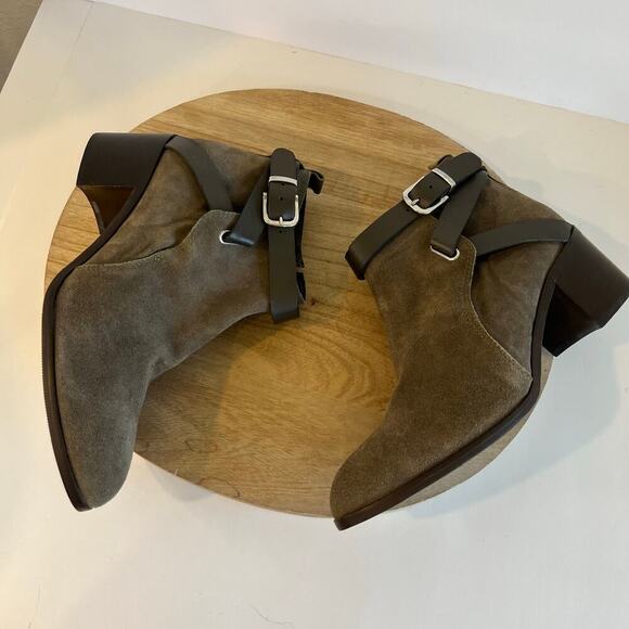 Charles David Italy Made Earth Tone Suede Leather Buckle Boot Size 39/8 - Picture 6 of 11